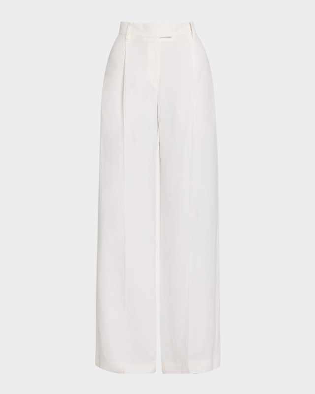 Wide-Leg Fluid Linen Twill Tailored Pants